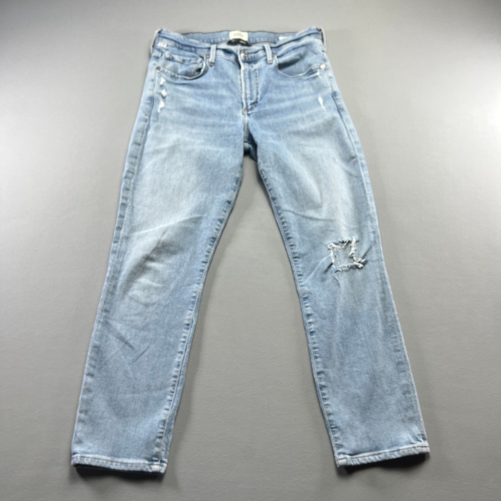 Citizens Of Humanity Ella Cropped Slim Jeans Women 27 Blue Distressed Light Wash